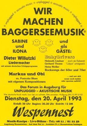 Wir machen Baggerseemusik - Das Forum fr akustische Musik - unplugged in Augsburg und Umgebung 1990 bis 1994