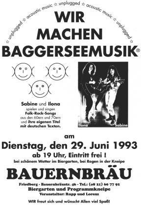 Wir machen Baggerseemusik - Das Forum fr akustische Musik - unplugged in Augsburg und Umgebung 1990 bis 1994