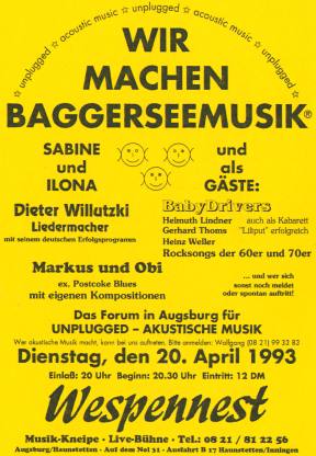 Wir machen Baggerseemusik - The platform for acoustic music - unplugged at Augsburg 1990 till 1994